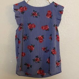 Blue stripped rose blouse